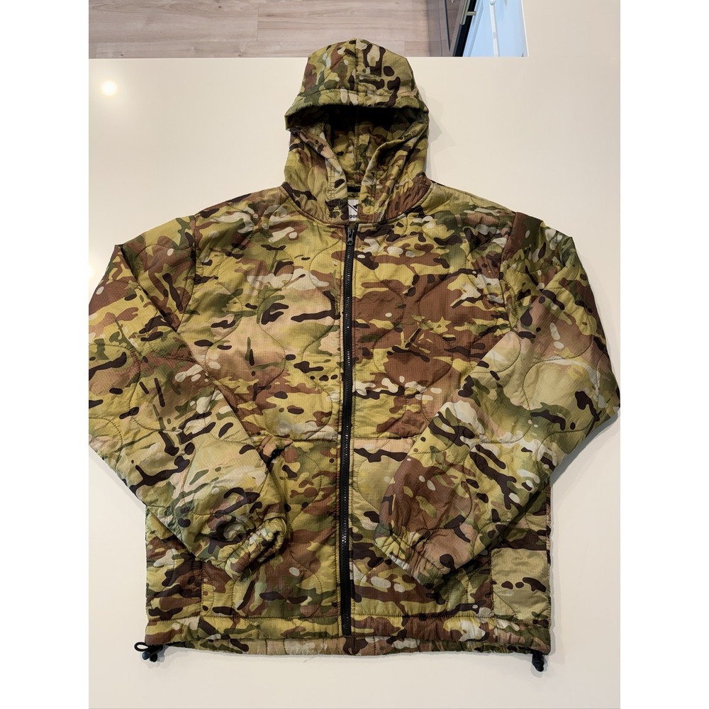 Wooby Hoody Camouflage Quilted Hooded Jacket Men's L Full Zip Nylon Polyester